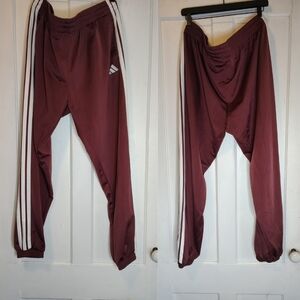 Adidas Tricot 3-Stripes Track Pants Aurora Ruby & White Pockets Women's Size 2XL